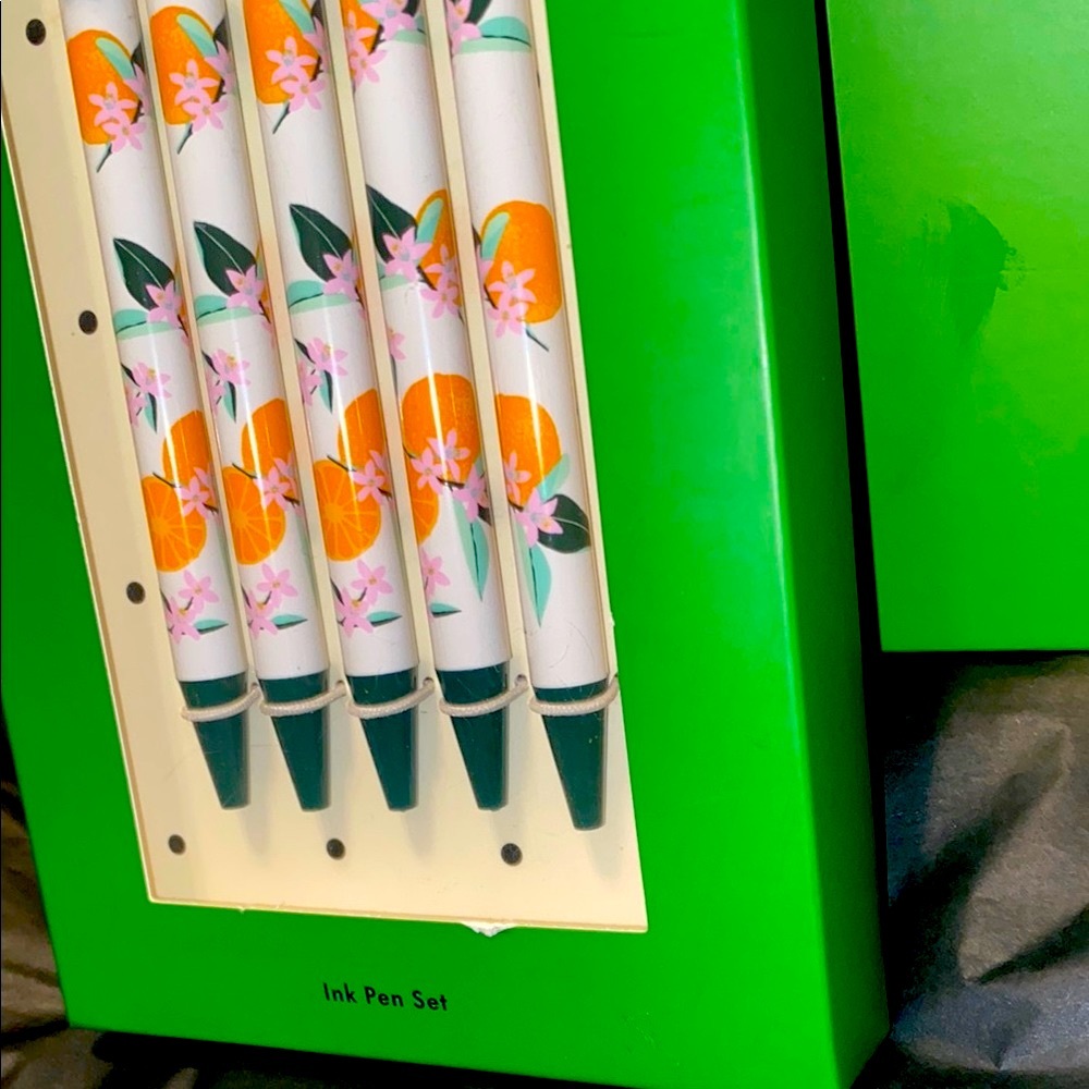 Kate Spade 5PC Orange 🍊/Floral Ink Pen Set NIB - Picture 5 of 6